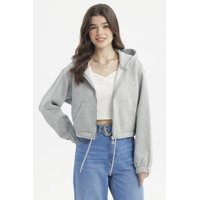 Fashionspark - Polerón Mujer Zipper Crop Gris Melange - Ll