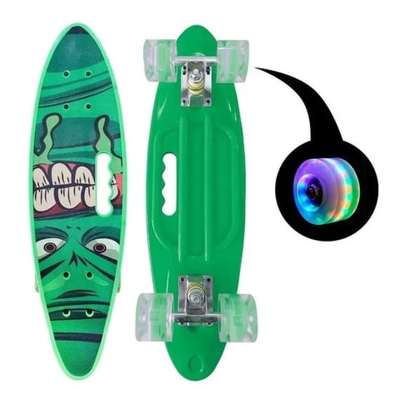 Skate Penny Cruiser Patineta Green Monster Ruedas Led Niños