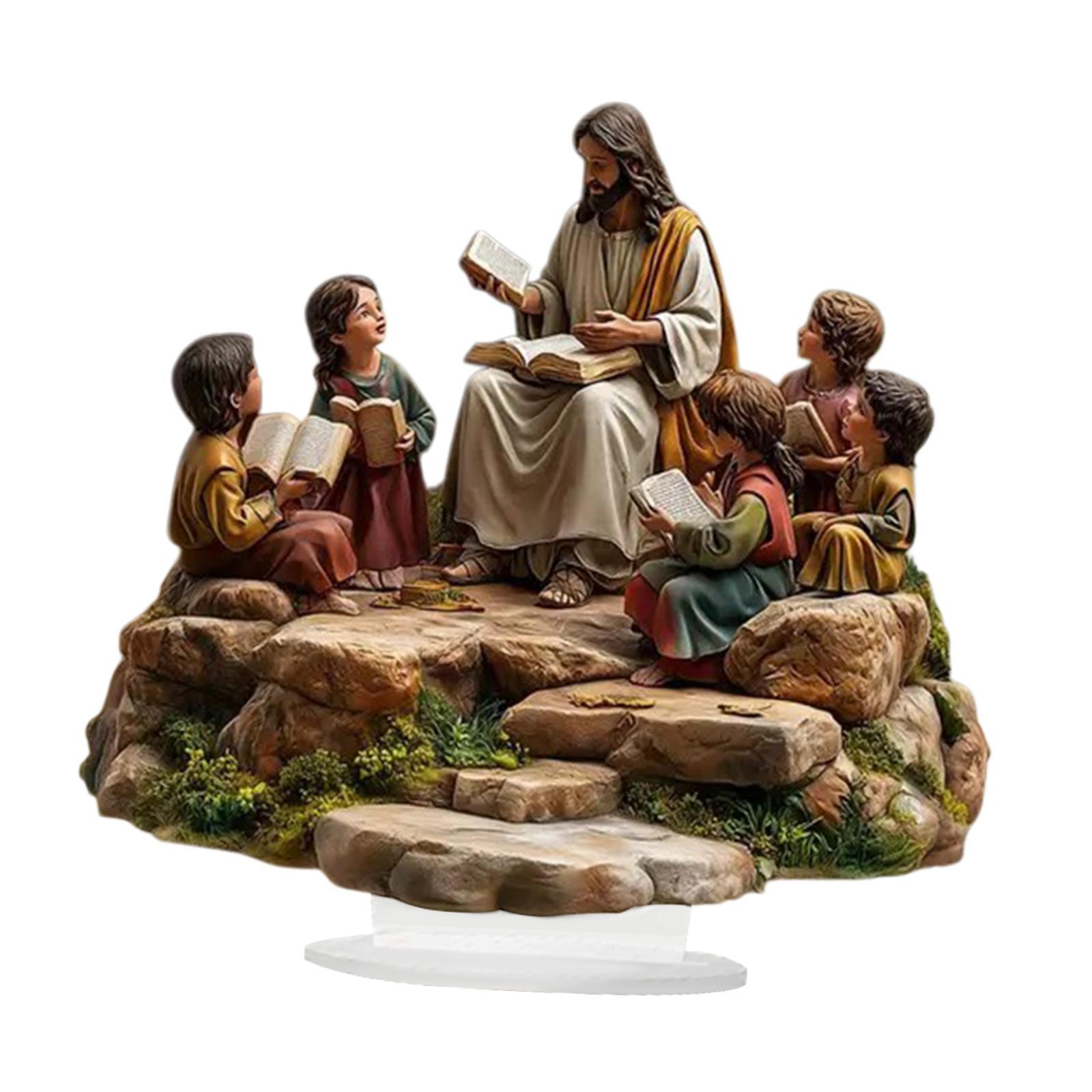 Magideal - 2D Jesús Decoración De Figura Santa Adorno De Escritorio Plano Decoración De Casas Religiosas Para El Hogar Para El Escritorio Del Escritorio Salón De Jesús Dando Conferencias