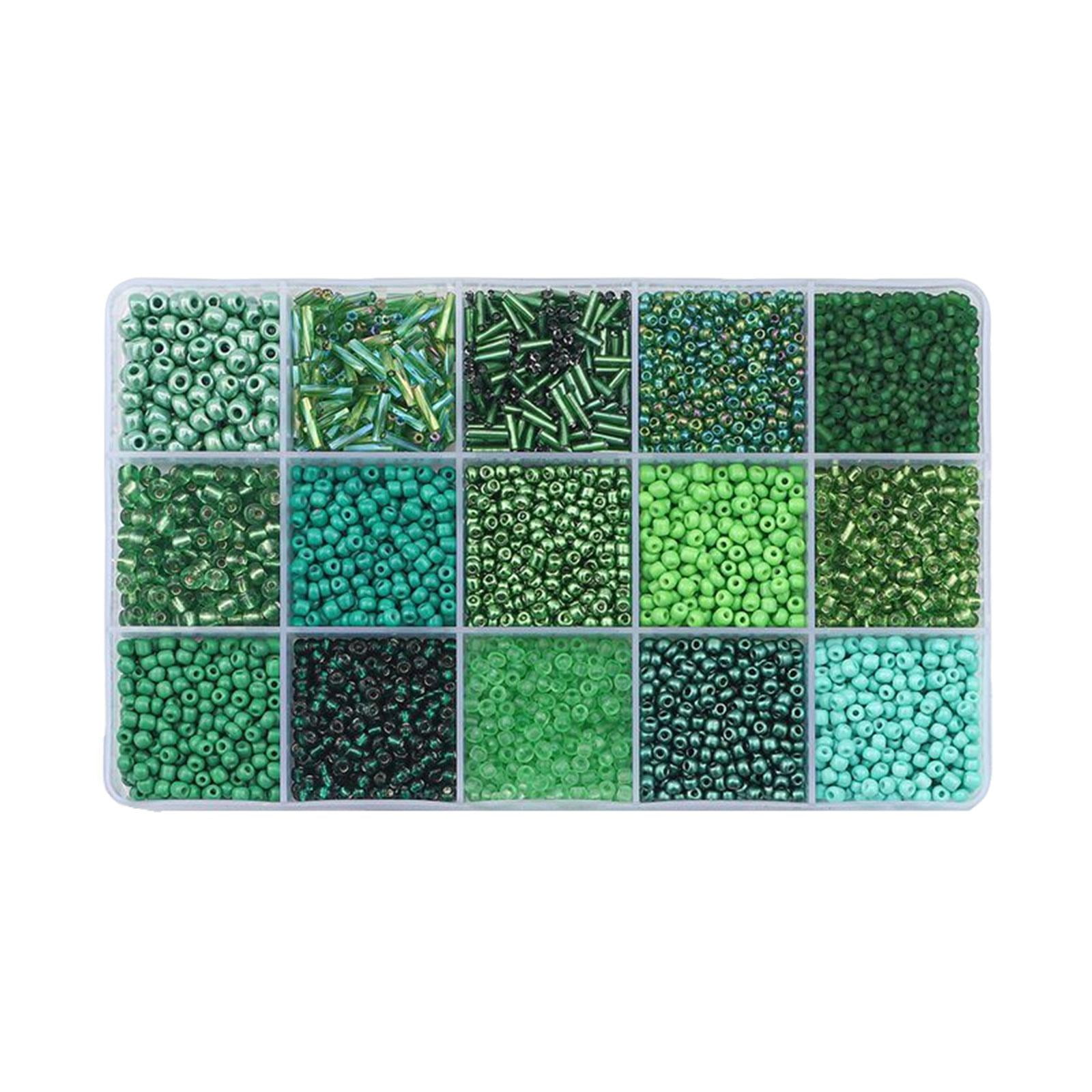 Bothyi - Fabricación De Pulseras De Cuentas De Vidrio Redondas De Colores Con Caja De Almacenamiento Para Manualidades De Bricolaje Verde Oscuro