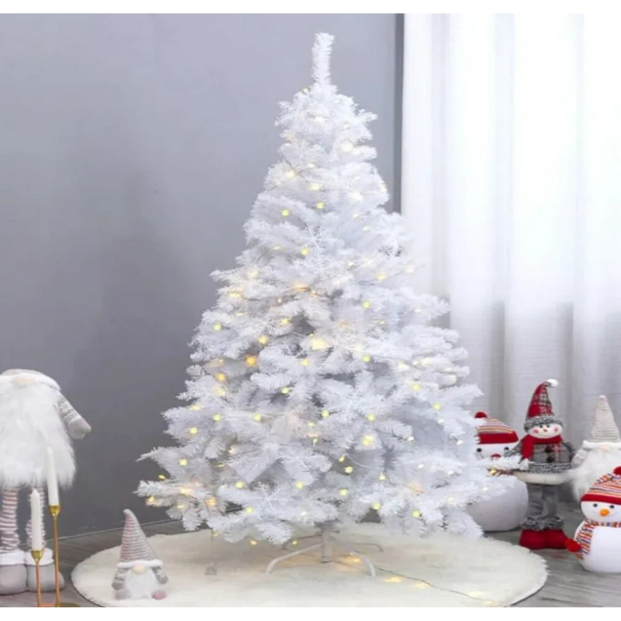Artihogar - Árbol De Navidad 210 Cm Con Luces Led Colores Blanco