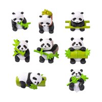 Bothyi - 8 Uds Panda Con Estatua De Bambú Adorno De Jardín En Miniatura Para Sala De Estar Lindo