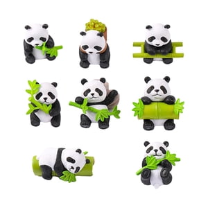 Bothyi - 8 Uds Panda Con Estatua De Bambú Adorno De Jardín En Miniatura Para Sala De Estar Lindo
