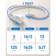 thumbnail image 3 of Flat Plug 1Ft Short Extension Cord, White 90Degree Plug Low, 3 of 3