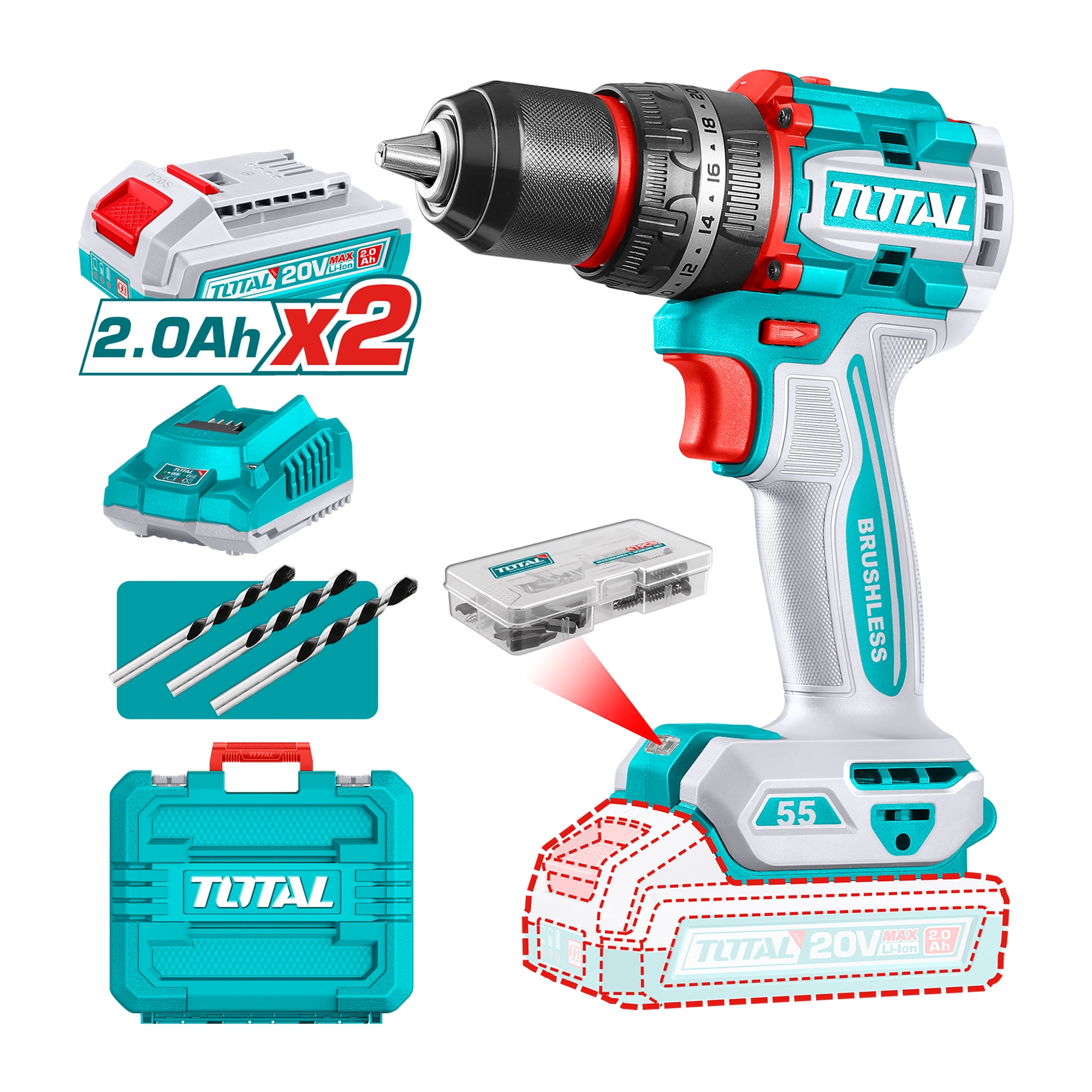 Taladro De Impacto Inalámbrico 13mm 20v Total