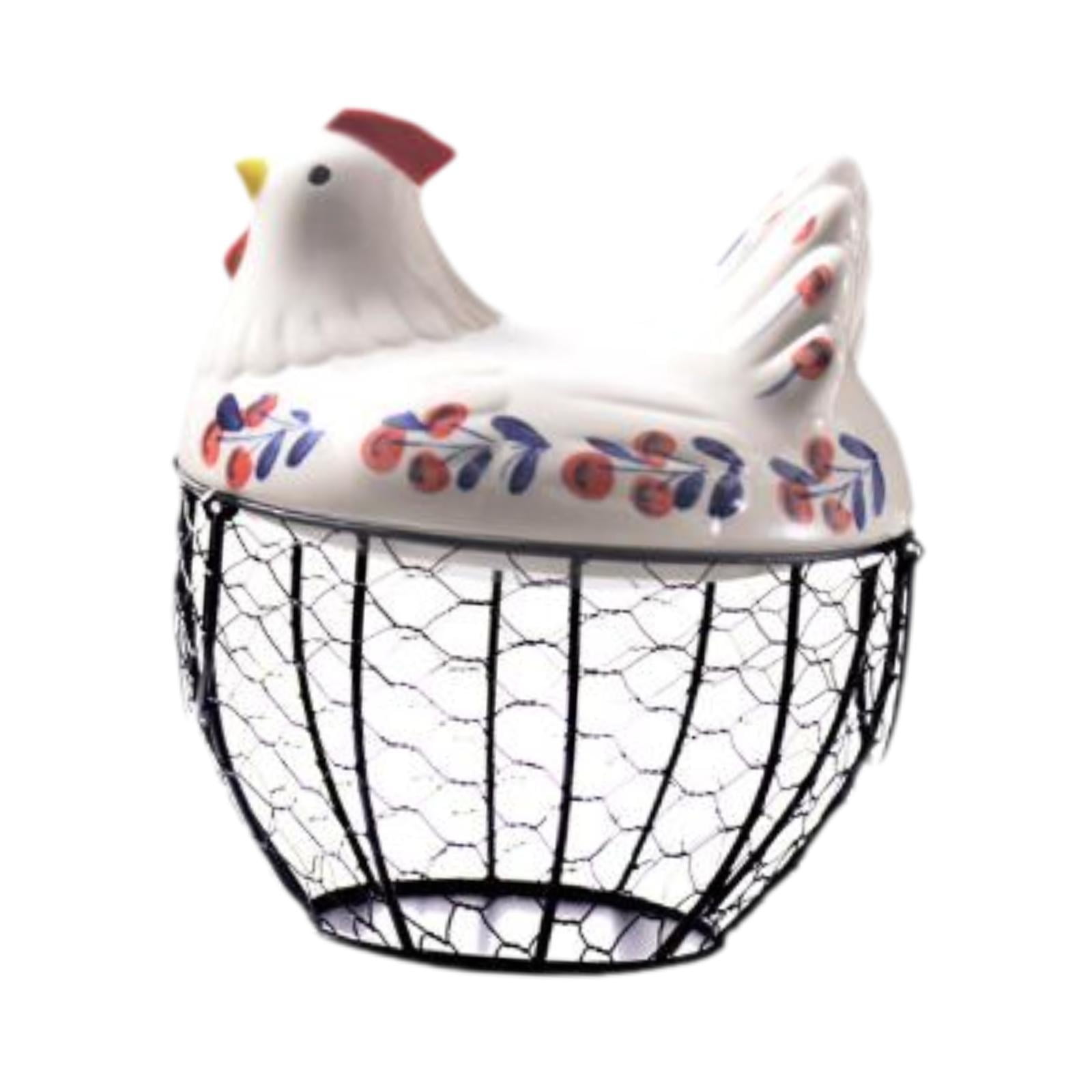 Magideal - Cesta De Metal Para Recoger Huevos, Organizador De Huevos, Cesta De Frutas Y Verduras, Soporte Para Huevos, Cesta De Almacenamiento De Cocina Con Tapa