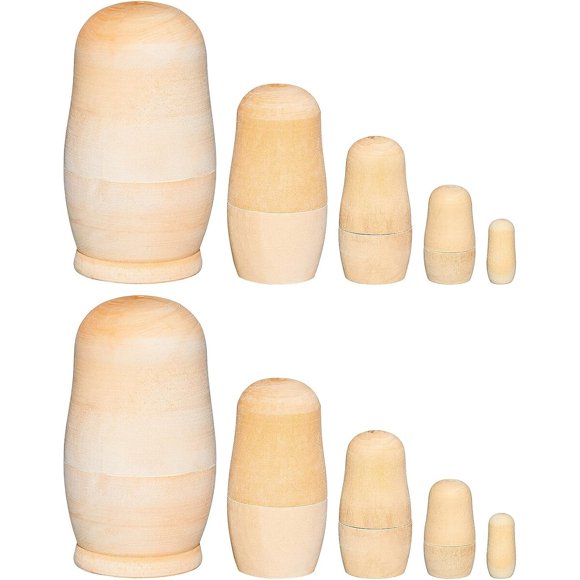 Chalyna 2 Sets Blank Russian Nesting Dolls Unfinished DIY Kit
