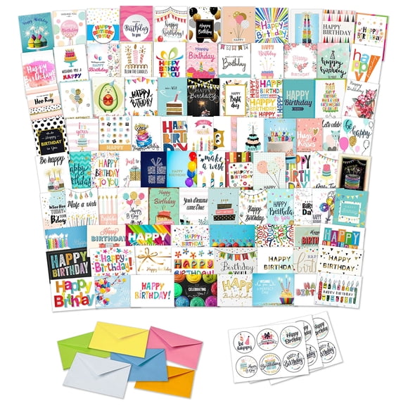 Tarjetas de cumpleaños MTL Home Decor 100 surtidas 15x10 cm