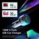 thumbnail image 2 of Cargador para auto Rexing 120 W con 2 USB-C y 1 USB-A de carga rápida, 2 of 3