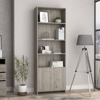 Tuhome - Biblioteca Lisa 180X63X26 Cm 2 Con Puertas Ceniza