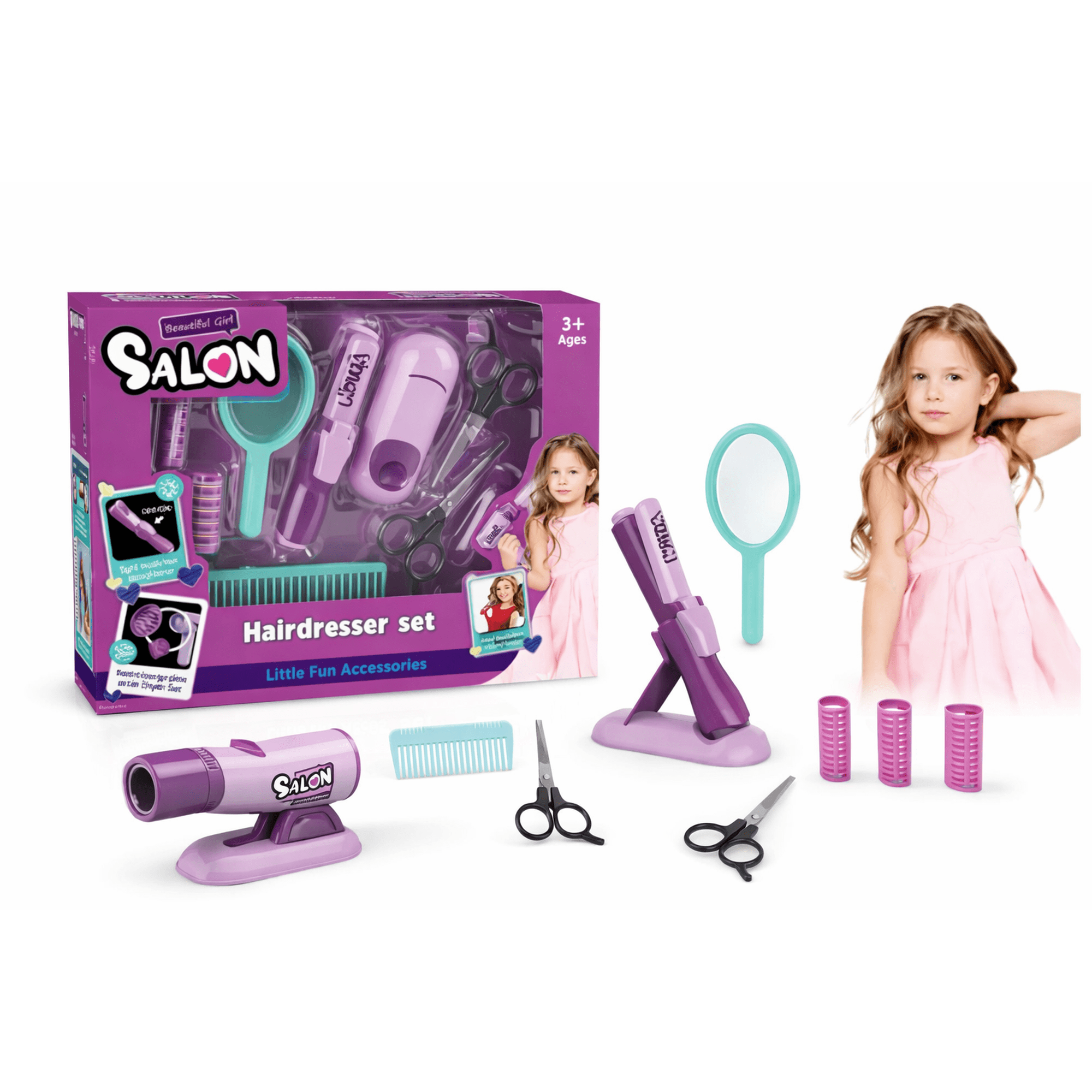 Genérico - Set De Peluquería Infantil Salon Con Accesorios – Juego De Belleza Para Niñas