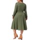 thumbnail image 3 of Agnes Orinda Trajes de Halloween para Mujeres Tallas Grandes Vestido de Manga Larga Cuello Cuadrado Bolsillos Casual Flowy A Line Midi Vestidos de Punto 2X Verde Militar, 3 of 6