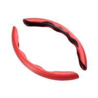 Ioensy - Funda De Fibra De Carbono Para Volante, Ajuste Universal, 38 Cm, Rojo Estable