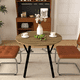 thumbnail image 1 of 35.43 Inch Round Dining Table, Small Circle Kitchen Table with Metal Black Legs for 2-4 people,Modern Dining Room Table, Brown (only table), 1 of 3