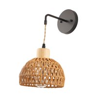 Ioensy - Aplique De Pared De Ratán, Luz De Pared Rústica Tejida A Mano Para Dormitorio, Entrada, Restaurante
