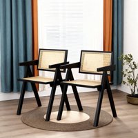 Pack 2 Sillas Comedor Chandigarh Ratán Madera Negra Venhoouse