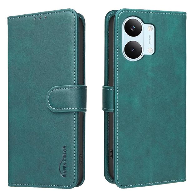 Funda Billetera para Xiaomi Redmi Tubo5 Max Protección RFID y Soporte Ajustable Verde
