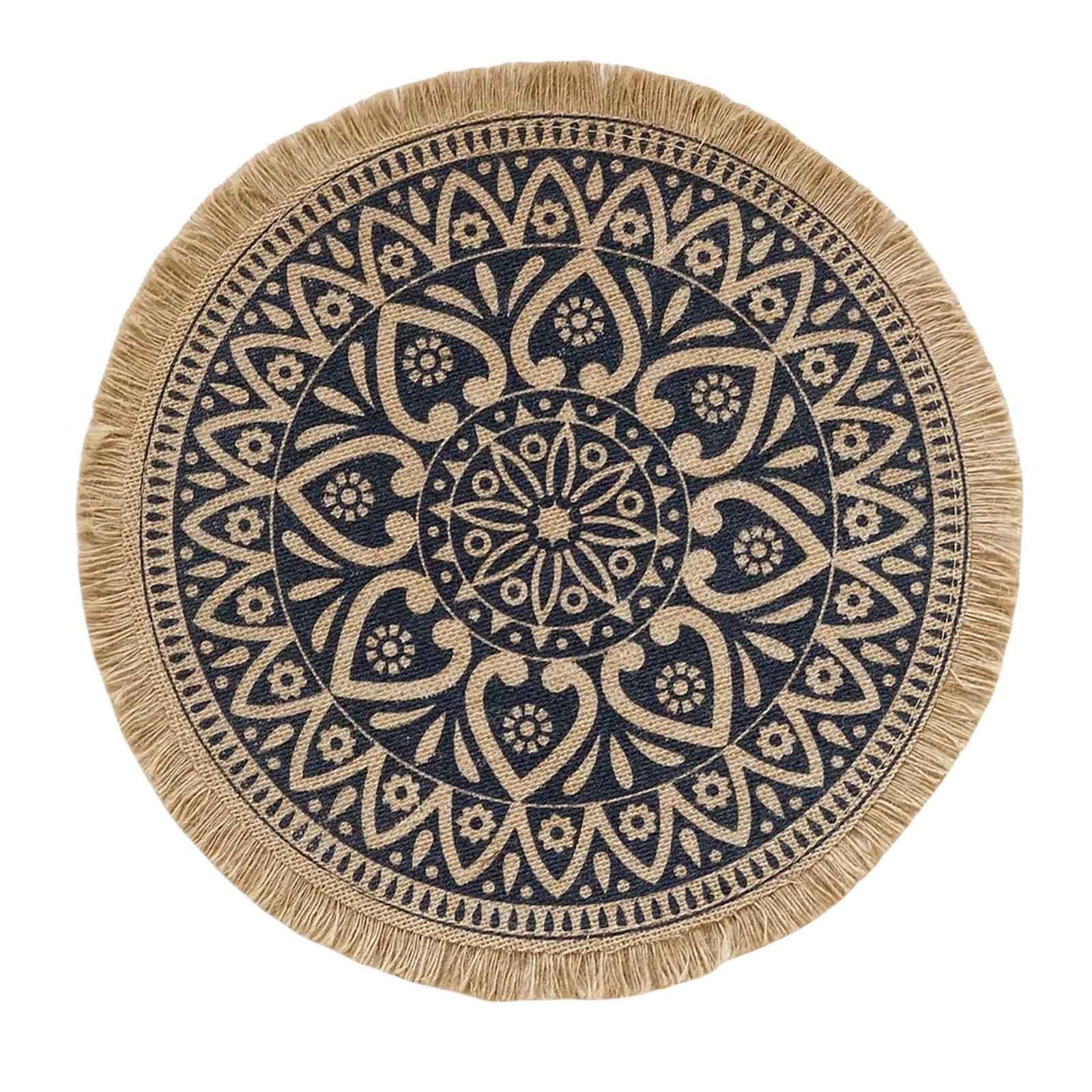 Bothyi - Manteles Individuales Tejidos Redondos A La Moda Con Felpudos Con Flecos Para Mesa, Cena, Hogar, Borla Marrón C