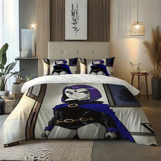 3pcs Rachel Raven Anime Character Pattern Set Soft Duvet Cover + 2 Pillowcases