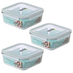 Pack 3 Contenedores Vidrio Hermetico Cuad 2600Ml Glasslock