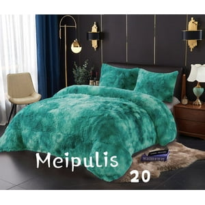 Aladdins Shop - Cobertor De Invierno Peludo Con Chiporro 1,5 Plaza Turquesa Jaspeado