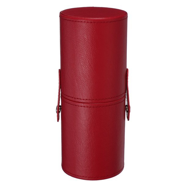 Uxcell 7.87" Soporte portátil para brochas de maquillaje con correa, soporte para fregador de maquillaje, estuche de viaje para brochas cosméticas, rojo vino