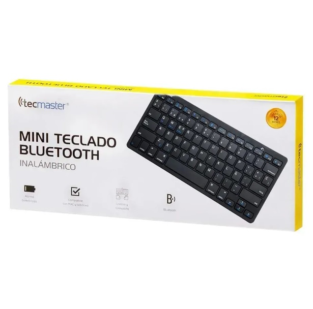 Tecmaster - Mini Teclado Inalámbrico Negro