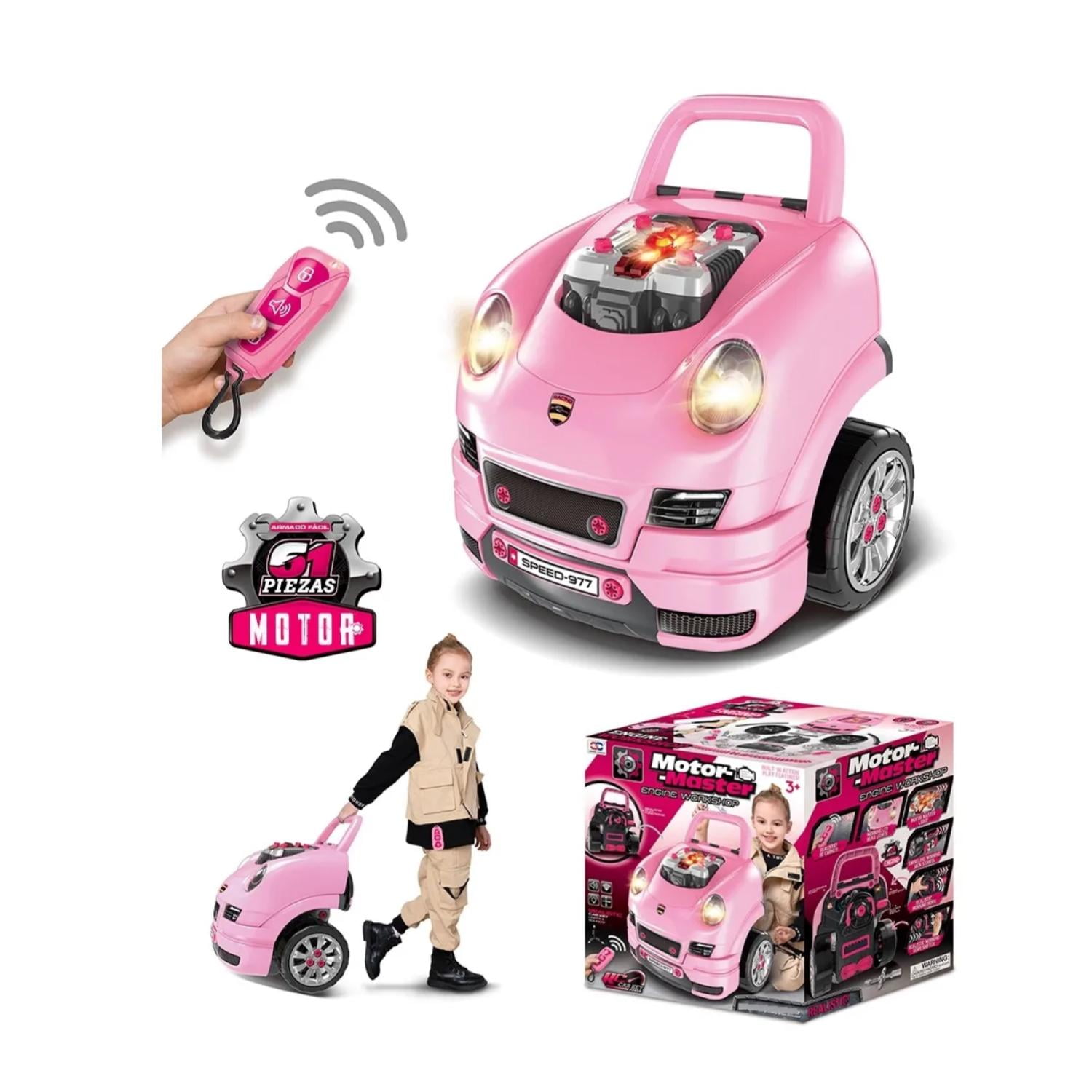 Total E-commerce - Juguete Auto Para Reparar Con Luces Sonidos Y Accesorios Rosa