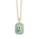 thumbnail image 1 of Collar BaubleBar de Oro Chapado con Turquesa y Letra Inicial, 1 of 6