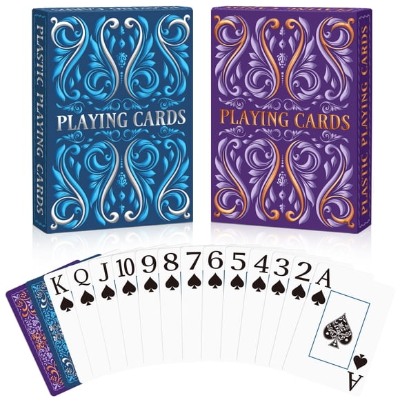 Cartas De Juego Impermeables Impresión Grande 2 Paquetes