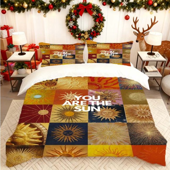"You Are the Sun" Printed Duvet Cover Set Bedding Set Includes Duvet Cover and Pillowcases Soft and Comfortable Ideal for Home Bedroom or Guest Room Use Suitabl