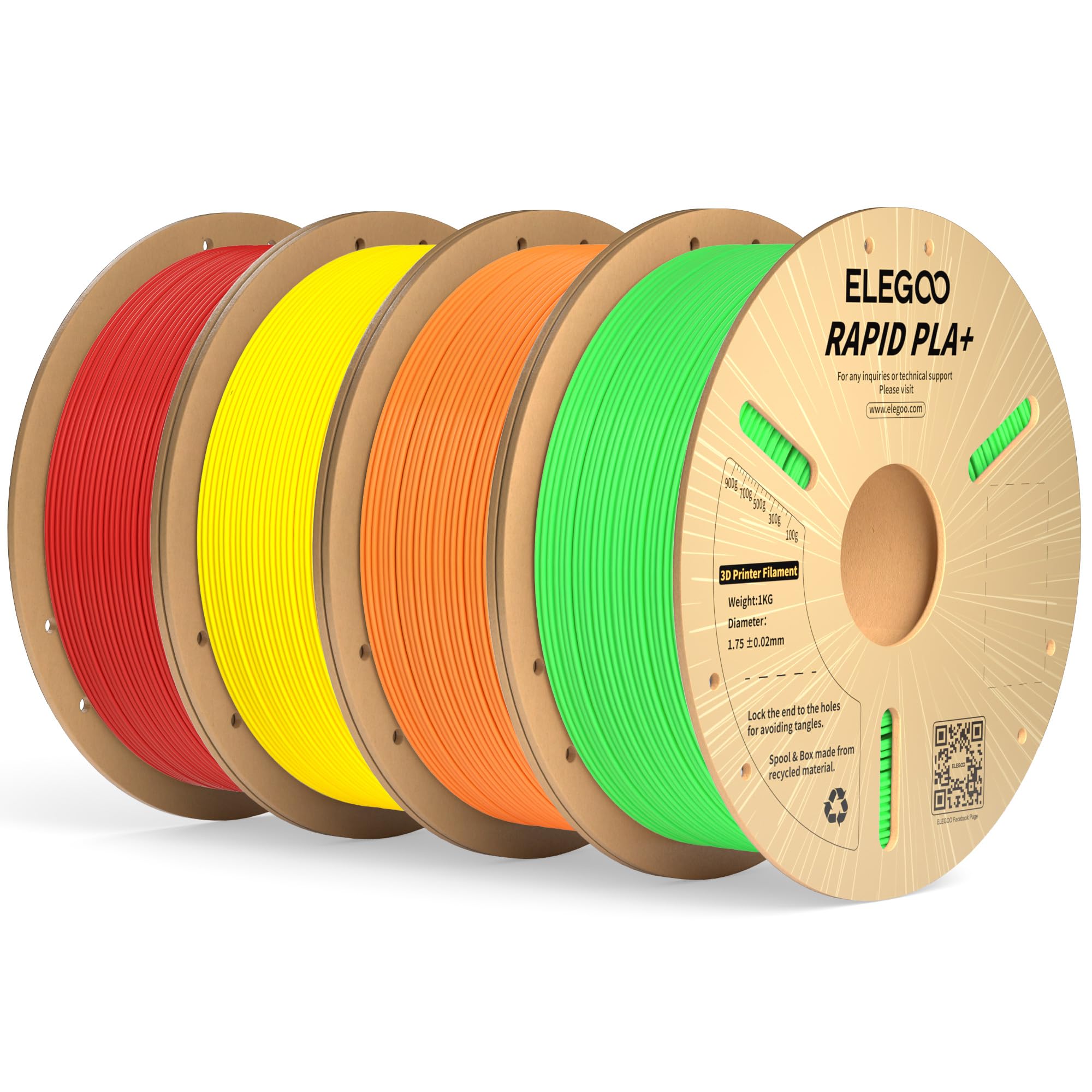 Paquete De Filamento Para Impresora 3D Elegoo Rapid Pla Plus De 1,75 Mm Y 4 Kg