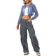 thumbnail image 2 of INSPIRE CHIC Chaqueta Bomber Crop para Mujer de Malla Transparente Ligera con Mangas Largas S Azul Gris, 2 of 6