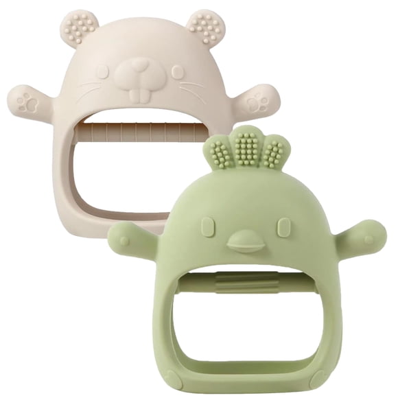 Juego de 2 guantes de silicona Roxanepig para bebés Teether Toy