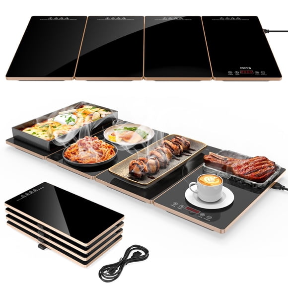 Bandeja Eléctrica Calentadora FEPPO 4 en 1 con 10 Configuraciones de Temperatura