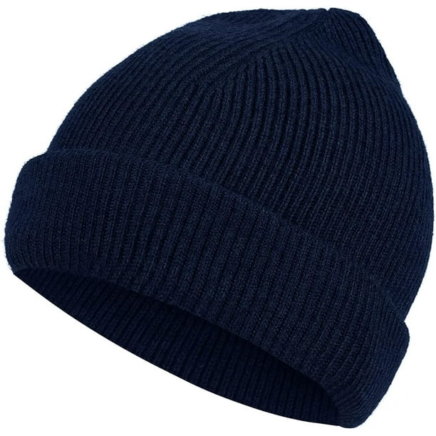 Gorro de punto 100 % lana merino, unisex, cálido, de invierno, suave, transpirable y acogedor, elástico, con puños.