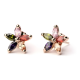 thumbnail image 1 of Aros Flor Cristales Multicolor Bañado En Oro Oro Rosa Rosa, 1 of 3