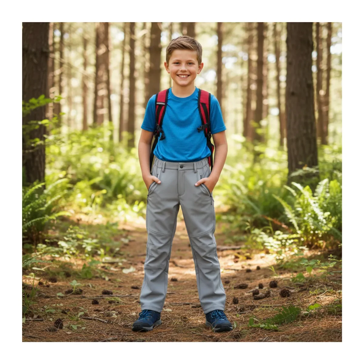 Genérico - Pantalon Softshell Cintura Mixta Para Niños Con Micropolar Senderismo