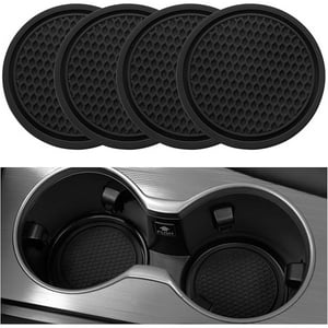 Veat00L - Posavasos Para Automóviles, 4 Posavasos Antideslizantes Universales Incrustados En La Decoración Interior Del Automóvil, Diseño De Red De Colmena De Material Preferido, Listo Para Usar