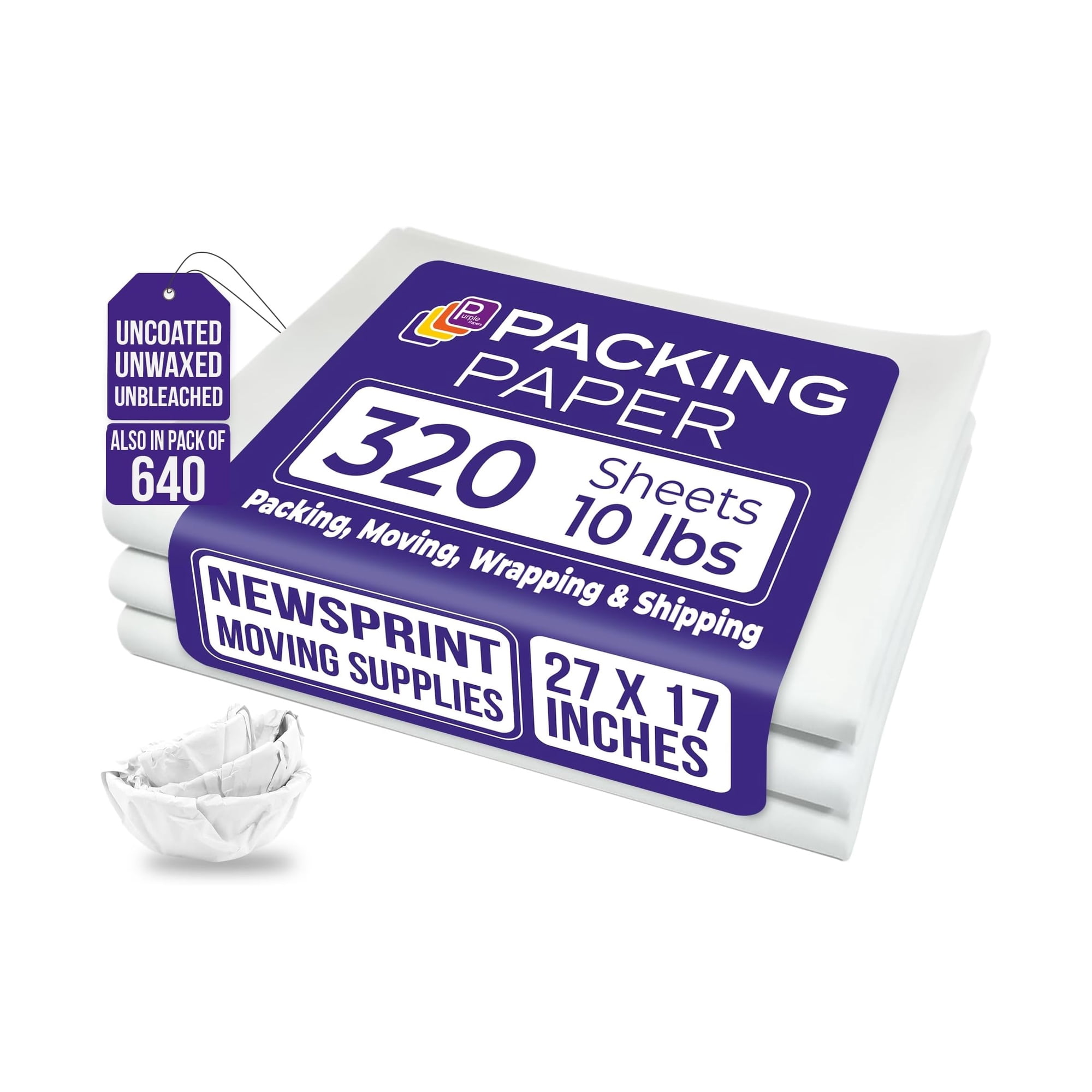 Purple Papers - Papel De Embalaje, Papeles Morados, Blanco, 320 Hojas, 45-48 G/m²