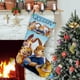 thumbnail image 1 of Peter Rabbit Tema: Calcetines de Navidad, fino lino blanco para colgar en escaleras y chimenea, decoración navideña para el hogar, regalo de Navidad. 45cm × 32cm, 1 of 5