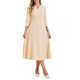 thumbnail image 2 of INSPIRE CHIC Vestido de Trabajo para Mujer Línea A 3/4 Mangas Elegante Vestido Midi Albaricoque Profundo XS, 2 of 6
