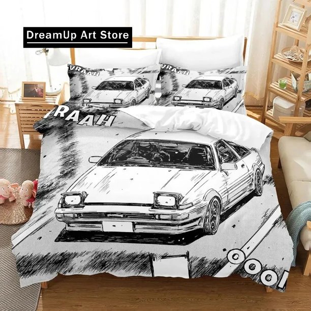 v533 Bed Sheets Fashion Initial D AE Bedding Set Boys Girls Twin Queen King Size Duvet Cover Pillowcase Bed boys Adult Bedroom 3-Piece Bedding Set (1 Duvet Cover + 2 Pillow Shams) Bed Sheets ju533