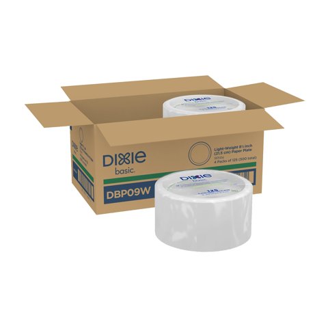 Georgia-Pacific - Platos De Papel Dixie Basic Dbp09W, 21,6 Cm, 500 Unidades, Blancos X125
