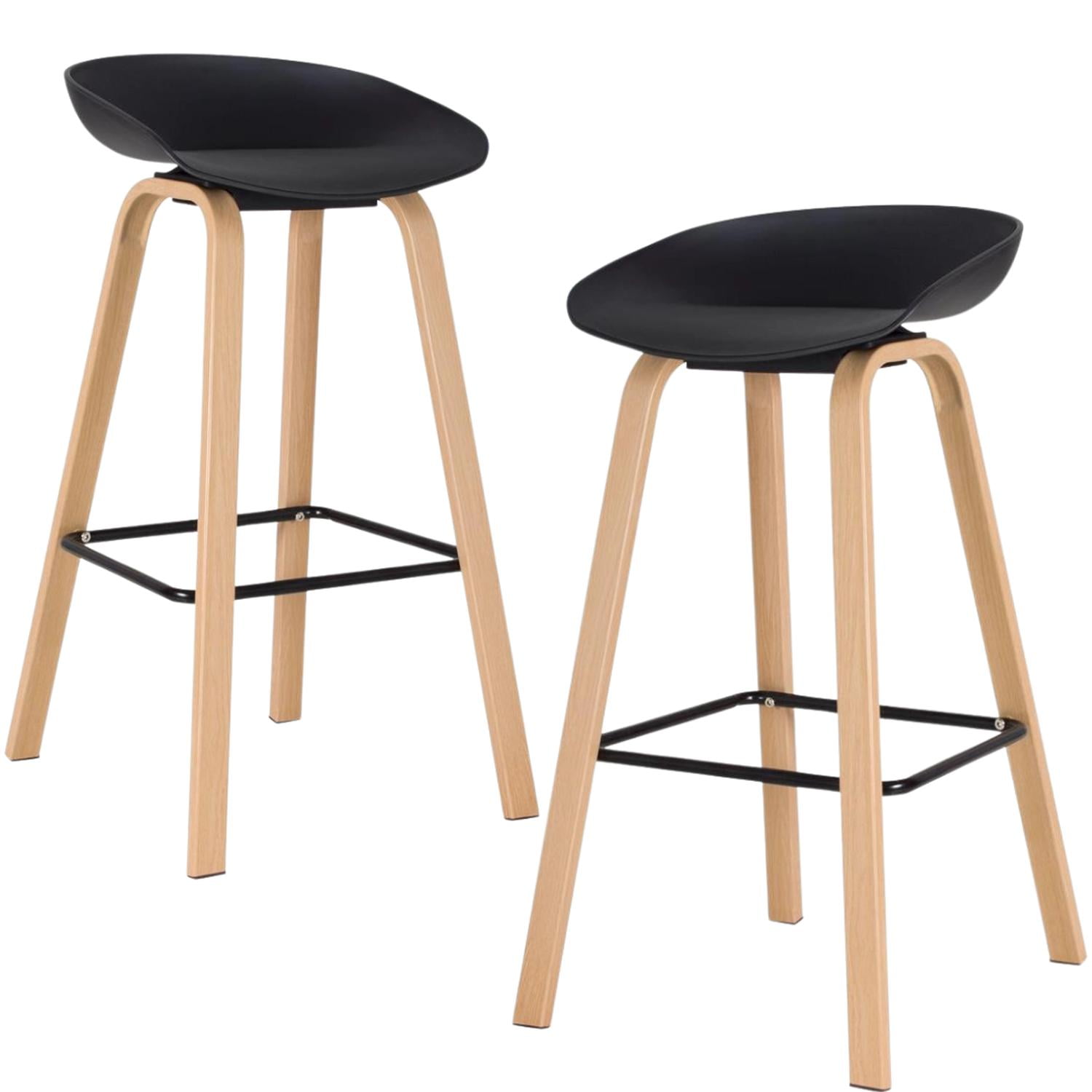 Pandalino - Pack 2 Taburetes Bar Nórdico Viggo 75 Cm | Exterior Negro Negro