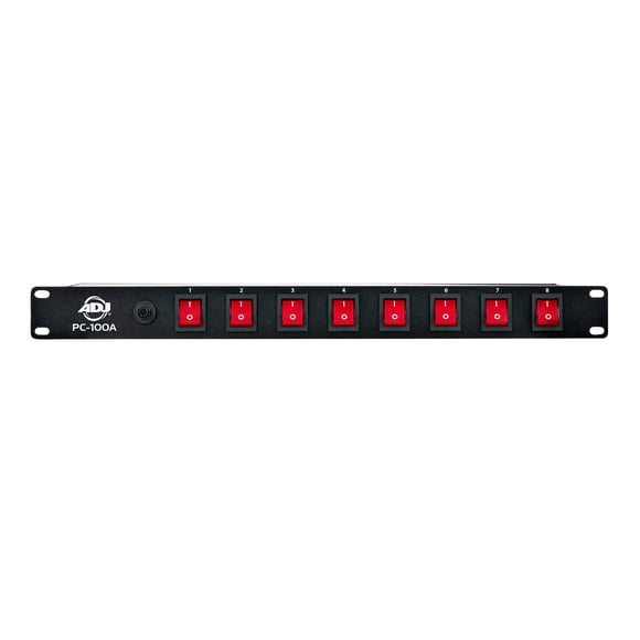 Power Strip ADJ PC100A 1U con 8 interruptores de encendido/apagado y disyuntor de 15 A