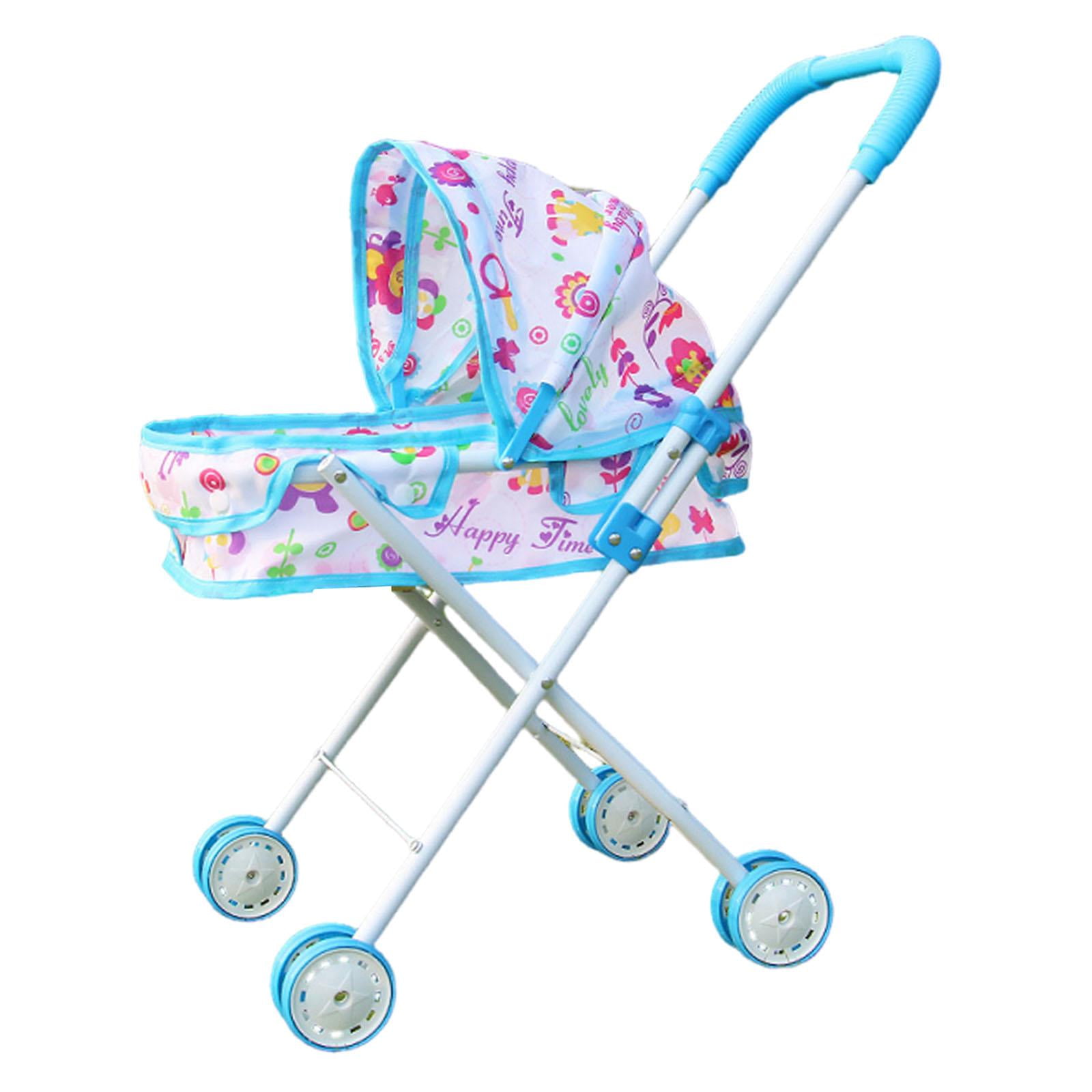 Magideal - Cochecito De Bebé Plegable Para Muñecas, Carrito Interactivo Para Niñas, Regalo Para Juego De Simulación, Juguete Para Niños, Niñas Y Niños Pequeños Azul