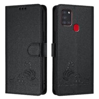 Funda Tipo Cartera Foxdock Para Samsung Galaxy A21S Con Soporte, Ranuras, Rfid, Diseño De Gato