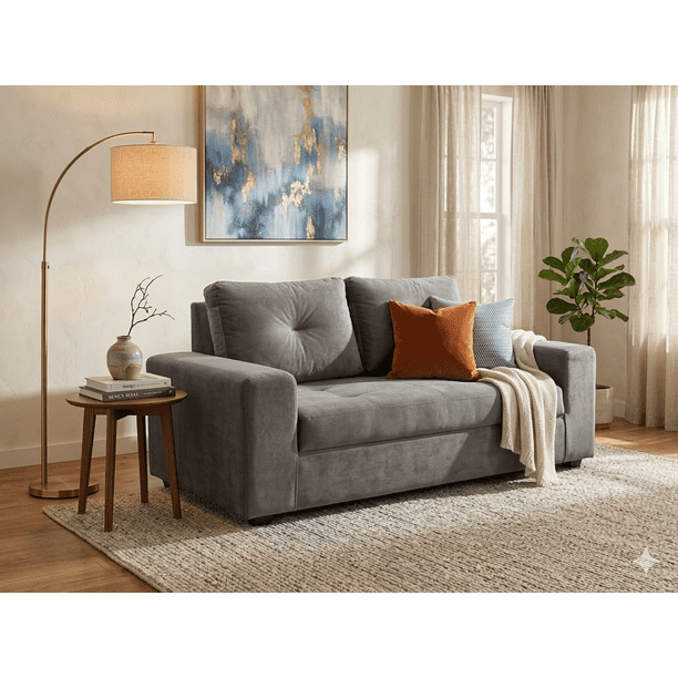 Sofa Praga 2 Cuerpos Felpa Gris