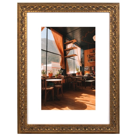 Marco de pared Golden State Art de 12 x 16 pulgadas, color bronce con tapete blanco